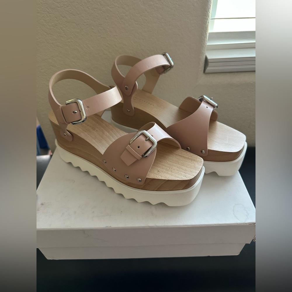 Stella McCartney Women's Blush Elyse Wedge Platform Sandal Shoes Size 40